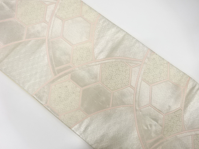 JAPANESE KIMONO / ANTIQUE FUKURO OBI / SILK / WOVEN ABSTRACT SEIGAIHA & KIKKO